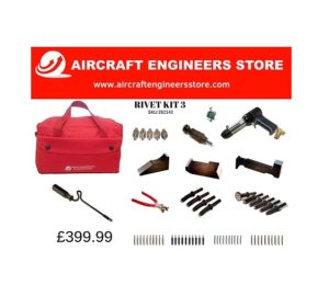 AIRCRAFT TOOLS NEW DELUXE 737 RED BOX 2X RIVET GUN KIT WITH BLOCKS & SNAPS